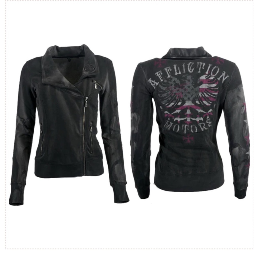 Affliction Women’s Jamison Moto Zip Jacket in Black New With Tags Size Small
